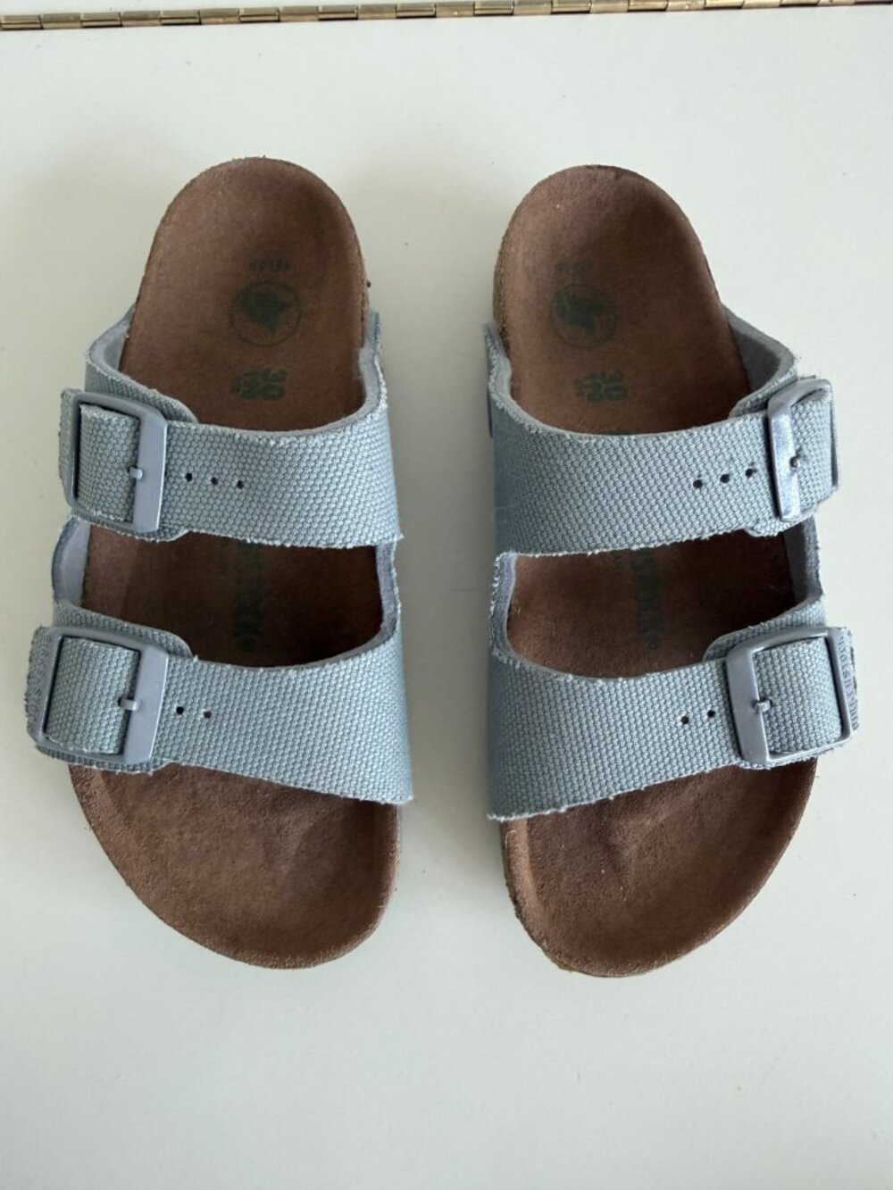 Birkenstock Arizona Kids Vegan Gray Canvas Sandals EU 30 US 12-12.5 Double Strap
